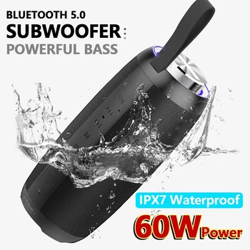 Speaker Bluetooth Portabel Luar Ruangan Berdaya Tinggi 60W Kolom TWS Speaker Multifungsi Stereo Hi-Fi Mobil Nirkabel Caixa De Som