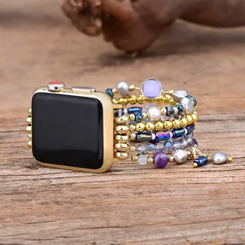 Spiritual Amethyst BOHO Elastis Buatan Tangan Watch Band Halus Gelang untuk Apple / Samsung / Fitbit Watch Grosir & Dropshipping