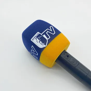 Stasiun TV Busa Persegi Berkelompok Reporter Wawancara Kaca Depan Mikrofon Penutup Spons Kaca Depan untuk Mikrofon Wawancara Genggam