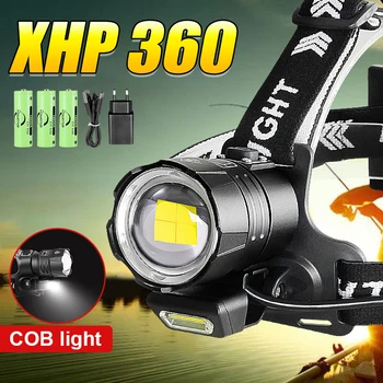 Super XHP360 Kuat Headlamp 18650 USB Rechargeable LED Kepala Lampu 4 Mode Daya Tinggi Lampu IPX6 Tahan Air Kepala Senter