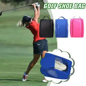 Tas Pemegang Sepatu Golf Portabel Kantung Pembawa Sepatu Golf Nilon Ringan Aksesori Olahraga Kantung Organisasi 32x22x12cm