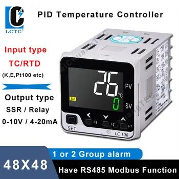 TC / RTD K E J PT100 multi input LCD digital pengontrol suhu pid cerdas 48x48mm, Keluaran SSR/Relai/4-20mA / 0-10V