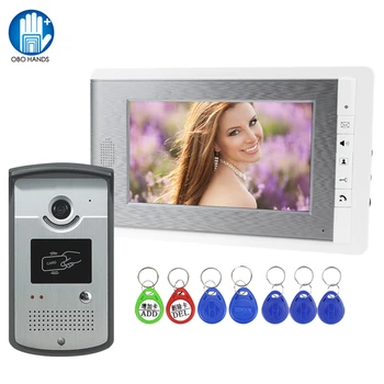 Telepon Pintu Video Interkom Video Berkabel RFID Monitor Warna 7