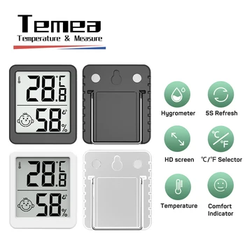 Temea Smiley LCD Digital Thermometer Hygrometer Ruang Dalam Ruangan Elektronik Pengukur Sensor Kelembaban Suhu Stasiun Cuaca