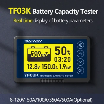 TF03K Coulomb Counter Meter Indikator Kapasitas Baterai 8-120V Tampilan Arus Tegangan Lithium untuk Detektor Baterai Asam Timbal