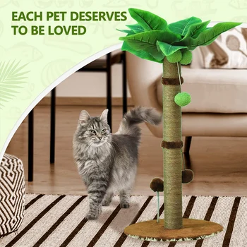 Tiang Garukan Kucing untuk Tiang Penggaruk Kucing Pohon Catcus Mainan Anak Kucing Lucu Tali Sisal Gores dengan Bola Penggoda