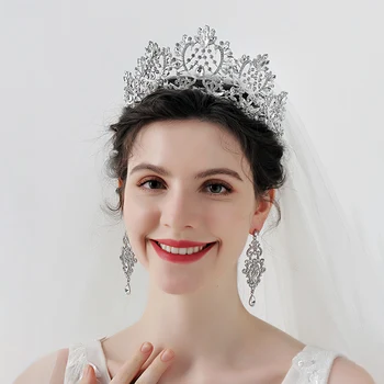 Tiara dan Mahkota Berlian Imitasi Perhiasan Rambut Pernikahan Pengantin Kristal untuk Aksesori Rambut Wanita Headpiece Pengantin Pesta Pengiring Pengantin