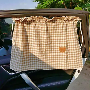 Tirai Pelindung Matahari Mobil untuk Bayi Beruang Lucu Gaya Mobil Jendela Samping Belakang Kerai Kaca Depan Melindungi Tirai Jendela
