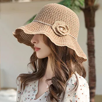 Topi Nelayan Topi Jerami pelindung matahari tamasya Musim panas Wanita Topi tahan UV topi matahari pinggiran besar Topi matahari Ember serbaguna untuk Wanita