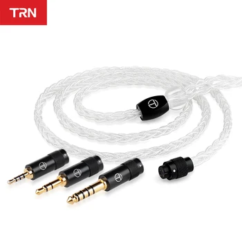 TRN T3 PRO 8 Inti kabel perak Tingkatkan Kabel Earphone 3.5/2.5/4.4 mm Konektor MMCX / 2Pin Untuk TRN V90 VX BAX BA15 ZSX ZAS