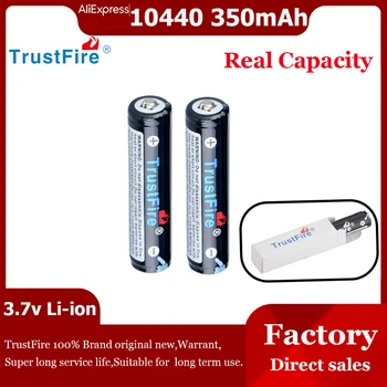 TrustFire 350mAh 10440 Baterai Lithium Ion 3.7 V Baterai Isi Ulang Senter Sel Li-ion AAA Kapasitas Nyata untuk Mouse Mainan