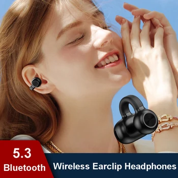 TWS Bluetooth 5.3 Earclip Headphone Nirkabel Earphone Hi Fi Stereo Pengurangan Kebisingan Headset dengan Mikrofon untuk Xiaomi iPhone