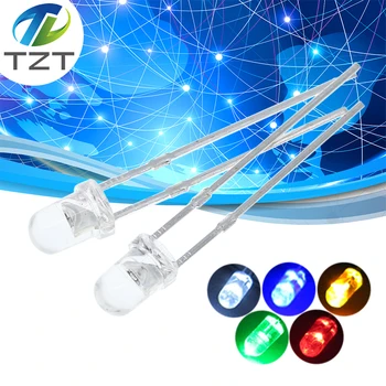 TZT F3 Ultra Terang 3MM Bulat Air Jernih Hijau / Kuning / Biru/Putih / Merah Lampu LED Kit Dioda Pemancar Lampu