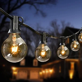 Uni Eropa Plug In G40 Memperhiasi LED Globe Lampu Peri String Lampu Pesta Outdoor Pencahayaan Taman Tahan Air Patio Gantung Garland Lampu