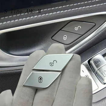 Untuk Mercedes Benz Kelas C E W205 W213 GL GLC X253 2016-2019 Stiker Tombol Sakelar Kunci Pintu Mobil Hiasan Penutup Dekorasi Payet Trim