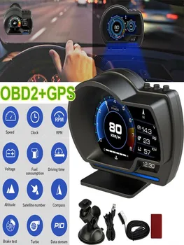 V60 Tampilan Head Up Terbaru Tampilan Otomatis OBD2 + GPS Pengukur HUD Mobil Pintar Alarm Keamanan Odometer Digital Suhu Air&Minyak. RPM