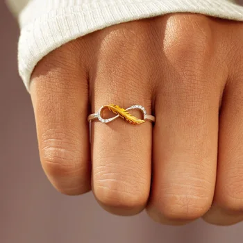 Vintage Bulu Berlapis Emas Cincin untuk Wanita Cinta Romantis Sliver Warna Cubic Zirconia Pertunangan Perhiasan Hadiah KBR041