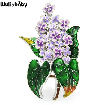 Wuli & Baby Enamel Bunga Lilac Bros Kecantikan Musim Semi 4 Warna Bunga Cengkeh Kantor Pesta Bros Pin Hadiah
