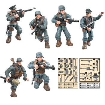 Ww2 Pasukan Militer Batisbrick Mega Blok Bangunan Perang Dunia Jerman Pasukan Tentara Action Figure Senjata Bata Mainan untuk Anak Laki-laki