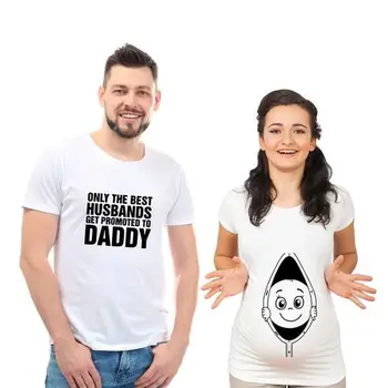 1 buah Kaus Pasangan Pengumuman Kehamilan Kaus Pencocokan Keluarga Ukuran Plus Hamil Pakaian Ibu Ayah Menjadi Kaus