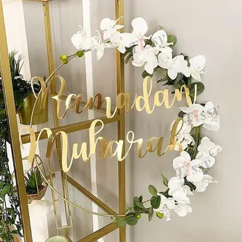 1 Set DIY 10-40 Cm Cincin Logam Besi Kerajinan Kayu Karangan Bunga Bunga untuk Idul Fitri Ramadhan Dekorasi Pesta Hadiah Pernikahan Dekorasi Rumah
