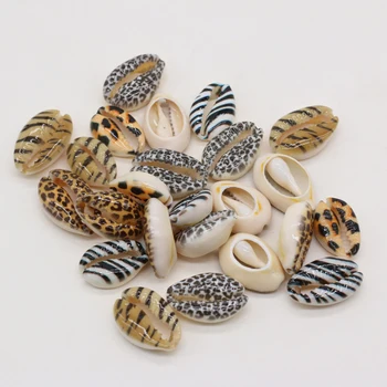 10 Buah Kerang Laut Alami Manik-manik Keong Cowrie Motif Macan Tutul untuk Pembuatan Perhiasan Suku DIY Aksesori Kerajinan Gelang Kalung