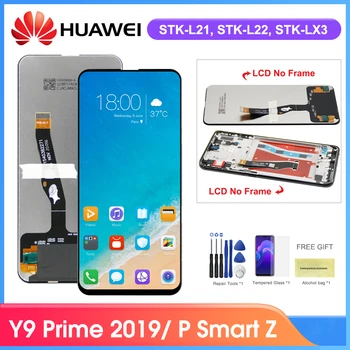 10 Sentuhan Layar untuk Huawei Y9 Prime 2019 STK-L21 Rakitan Digitizer Layar Sentuh Layar Lcd dengan Bingkai untuk Huawei P Smart Z
