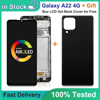 100% Baru AMOLED untuk Samsung Galaxy A22 4G A225F A225F / DS A225 Suku Cadang Perbaikan Digitizer Layar Sentuh LCD untuk Layar Samsung A22 4G