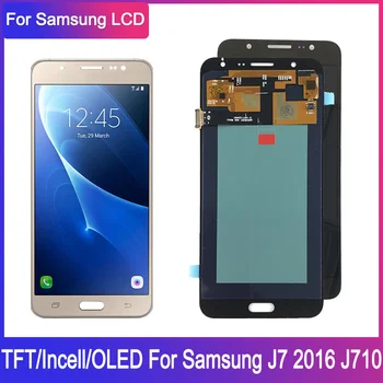 100% Diuji LCD untuk Samsung Galaxy J7 2016 J710 J710FN J710F J710M Rakitan Digitizer Layar Sentuh untuk Tampilan Samsung J710