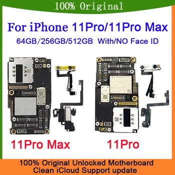 100% Diuji Mainboard Asli untuk Motherboard Asli iPhone 11 Pro Max 11Pro Dengan ID Wajah Papan Logika Tidak Terkunci Bersihkan iCloud