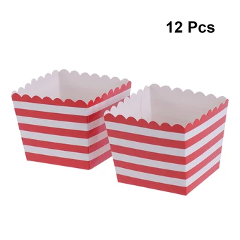 12 buah Tas Kotak Popcorn Sekali Pakai Kotak Popcorn Camilan Perlengkapan Pesta Wadah Makanan Peralatan Makan untuk Hadiah Ulang Tahun Baby Shower