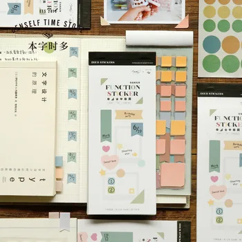 12 Lembar / set Mullti-Fungsi Indeks Warna Tag Memo Pad Catatan Tempel untuk Daftar Stiker Kertas Notepad Set Alat Tulis Korea