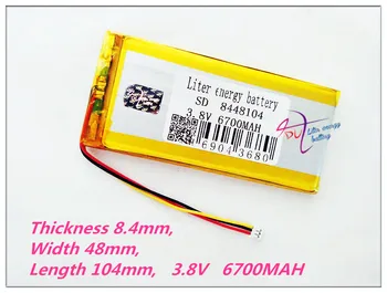 3 benang 8448104 3.8 V 6700 MAH (baterai lithium ion polimer) Baterai isi ulang Baterai Li-ion untuk tablet pc