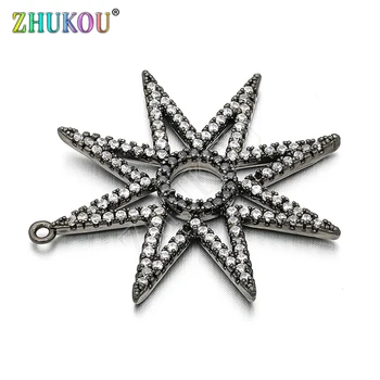35*37mm Fashion Bertatahkan Cubic Zirconia Star Charms Pendants DIY Perhiasan Pembuatan Kalung Gelang, Lubang: 1.3 mm, Model: VD66