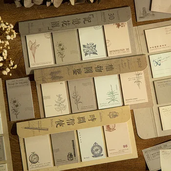 80 Buah Stiker Kertas Bantalan Memo Catatan Tempel Retro Antik untuk Perlengkapan Jurnal Proyek Kerajinan Buku Harian