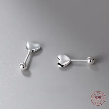 925 Sterling Silver Berbentuk Hati Anting-Anting Pejantan Wanita Unik Bintang Anting-Anting Tindik Retro Kreatif Telinga Perhiasan
