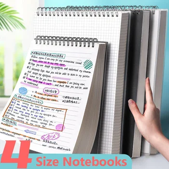 A6 A5 B5 A4 Coil Notebook Garis Grid 160 Halaman Tebal Notepad Sederhana PP Hard Cover Coil Jadwal Pertemuan Sekolah Pemasok