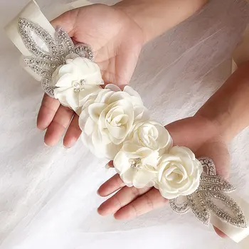 Aksesoris Pernikahan Sabuk Pengantin Ikat Pinggang Bunga Satin Sabuk Wanita Gadis Sabuk Manik-manik Bunga Sabuk Bunga Pernikahan Sabuk Bunga Berlian Imitasi