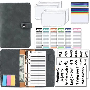 Bahan Bagus A6 PU Leather Budget Binder Notebook Sistem Amplop Uang Set Kantong Pengikat Penyelenggara Tagihan Hemat Anggaran Uang