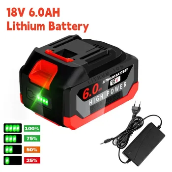 Baterai Lithium Makita 6.0 Ah yang Kompatibel 18V Pengganti BL1850 BL1840 BL1440 dengan Tampilan untuk Baterai Perkakas Listrik Makita