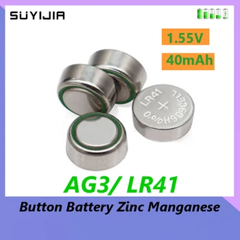 Baterai Tombol AG3 / LR41 Baterai Seng Mangan 1.55 V 40mAh Cocok untuk Jam Tangan Kunci Mobil Kalkulator Jarak Jauh Alat Bantu Dengar Elektronik
