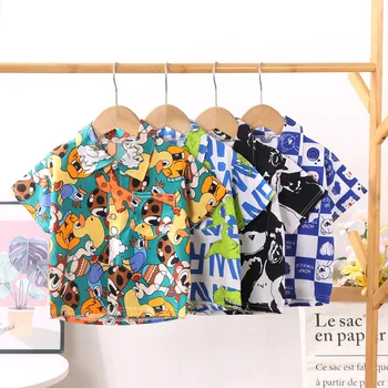 Blus Bayi Perempuan Laki-laki Kaus Lengan Pendek Anak-anak Kaus Atasan Musim Panas 2023 Pakaian Anak-anak Bermotif Kartun Balita Gaya Korea
