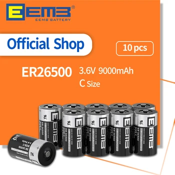 EEMB 10 Buah Baterai ER26500 Baterai Lithium 3.6 V Ukuran C Baterai PLC 9000mAh untuk Monitor Rumah Sensor Jendela Meteran Air