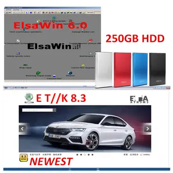ET/K 8.3 V Katalog Suku Cadang Elektronik Kendaraan Grup Baru 2021 dengan Elsawin 6.0 untuk A-udi untuk perangkat lunak perbaikan mobil V-W dalam hdd 250gb
