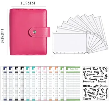 Hadiah A7 PU Leather Budget Binder Notebook Set Sistem Amplop Uang Tunai, dengan Kantong Pengikat untuk Pengatur Tagihan Hemat Anggaran Uang