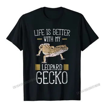 Hidup Lebih Baik dengan Kemeja Leopard Gecko Saya-Kemeja Reptil Kaus Atasan Bermotif Pria Camisas untuk Pria Kaus Kebesaran Musim Panas