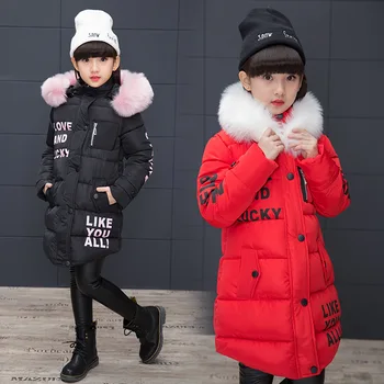 Jaket Katun Musim Dingin Anak-anak Jaket Tahan Air Bertudung Bulu Mode 2023 Mantel Luar Ruangan Tebal Hangat Anak perempuan Pakaian Luar Musim Dingin Anak-anak