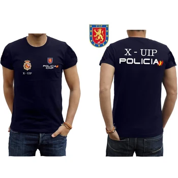 Kaos Kustom Lencana UIP Polisi Spanyol. Kaos Pria Leher O Lengan Pendek Katun Premium Baru S-3XL