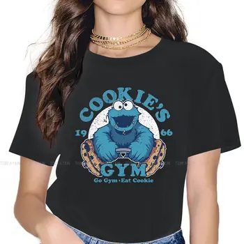 Kaus Wanita Gadis Manis Cookie Gym Boneka Sesame Street Kartun 5XL Blusas Harajuku Atasan Vintage Lengan Pendek Kasual