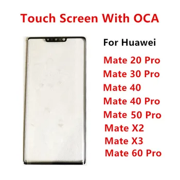 Layar Luar untuk Huawei Mate 60 X3 50 40 30 20 Pro X2 Panel Sentuh Layar LCD Penutup Kaca Depan Suku Cadang Pengganti Perbaikan + OCA